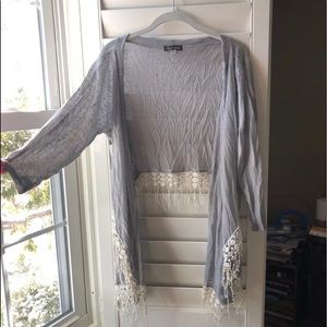 Surrealist Grey Cropped Cardigan/Shrug Size 2